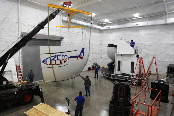  EC135 Level D Full Motion Simulator arrives at Helicopter Flight Training Center